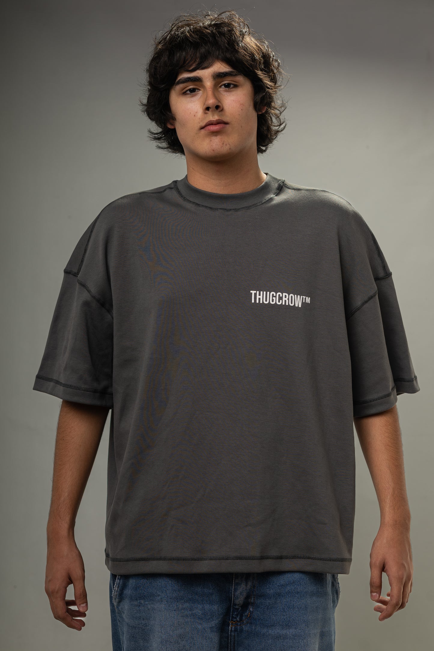 Thugcrow basics boxy fit T-shirt Lead Gray